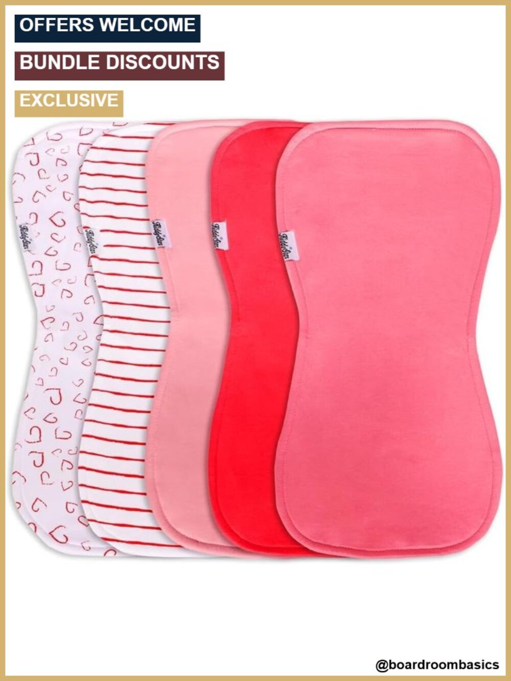 Organic Cotton Burp Cloths 5 Pack Extra-Large 21x10 Absorbent 3-Layer